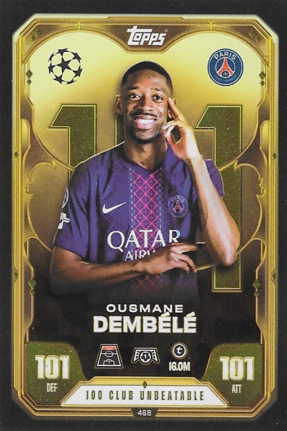 Ousmane Dembele 100 Club Card #468 Unbeatable 101 - Topps Match