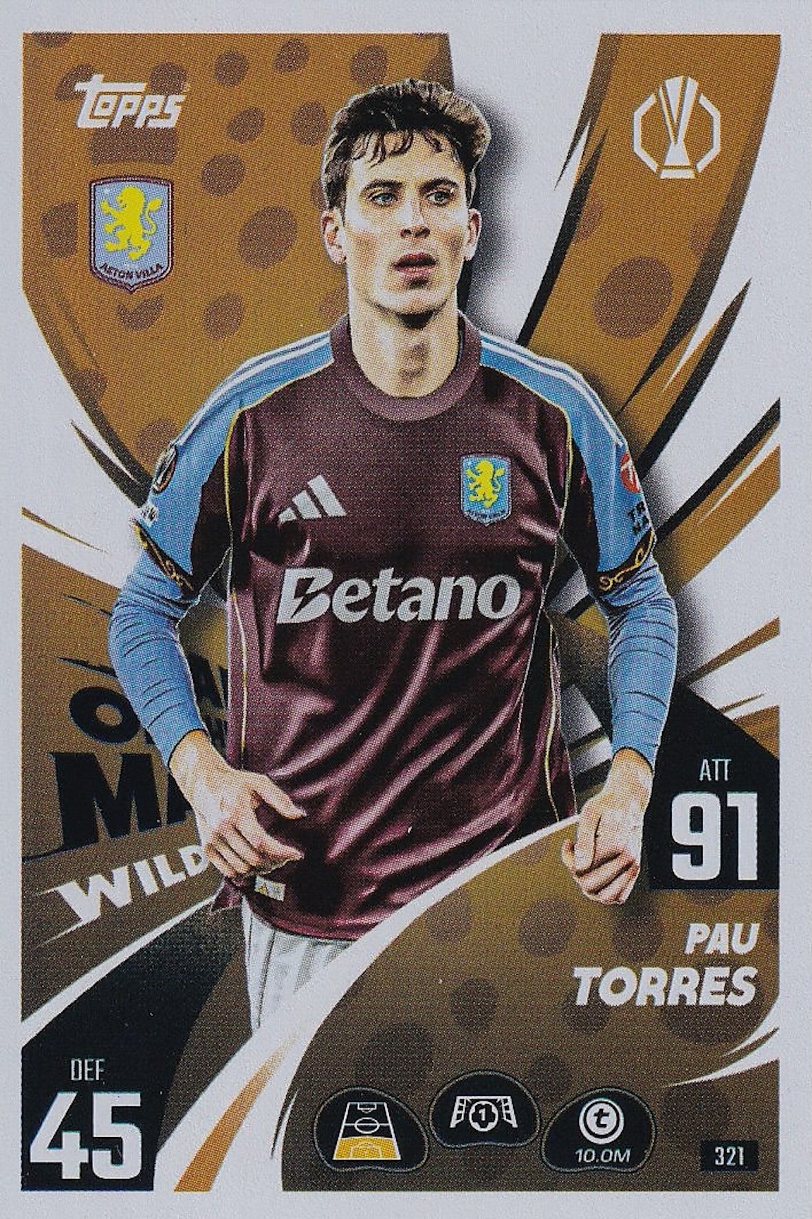 Pau Torres Man of the Match Wildcard #321 - Topps Match Attax 25/26 (2025/2026) - Aston Villa