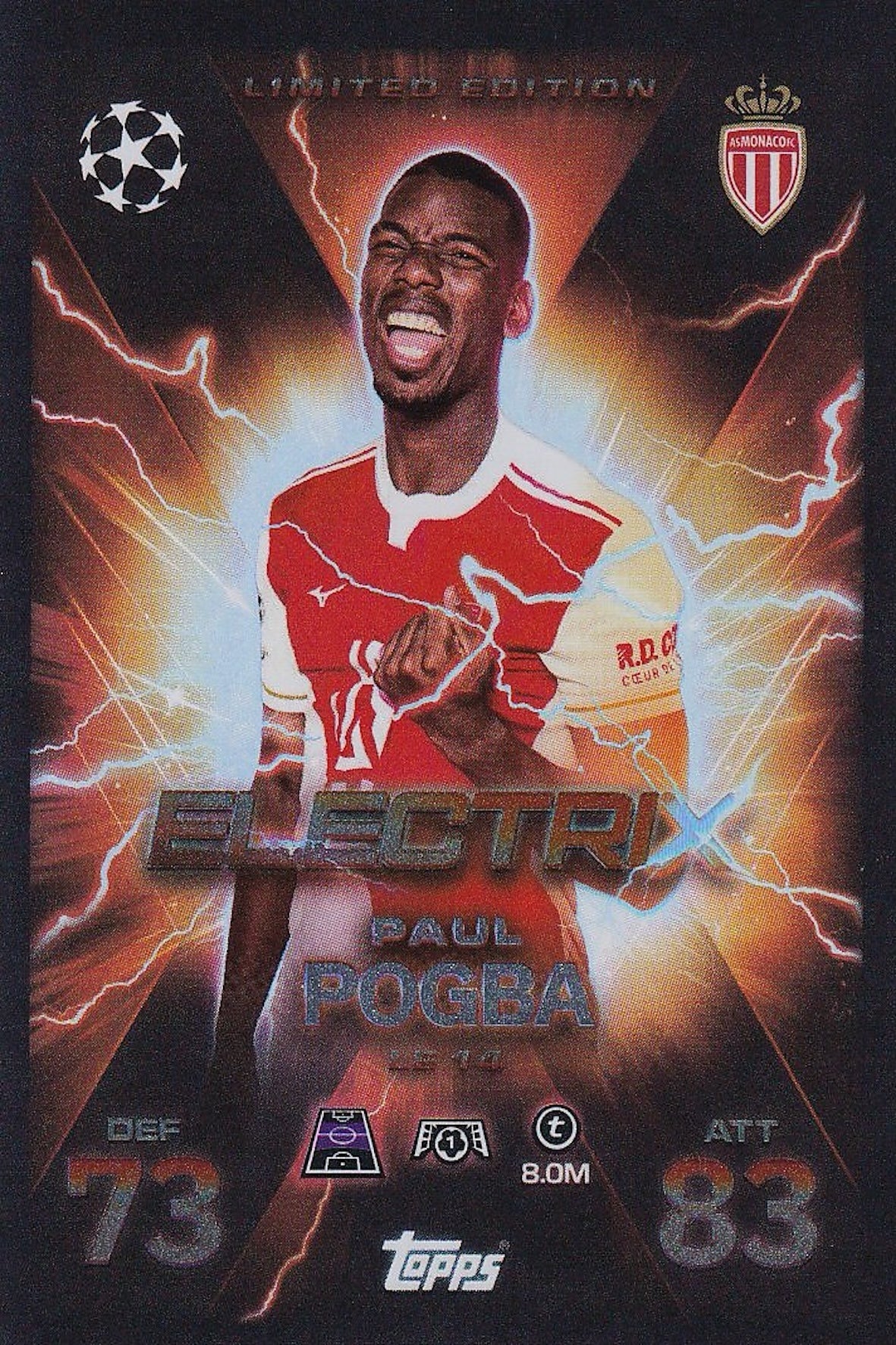 Paul Pogba Electric Limited Edition Card #LE14 - Topps Match Attax Extra 25/26 (2025/2026), Monaco