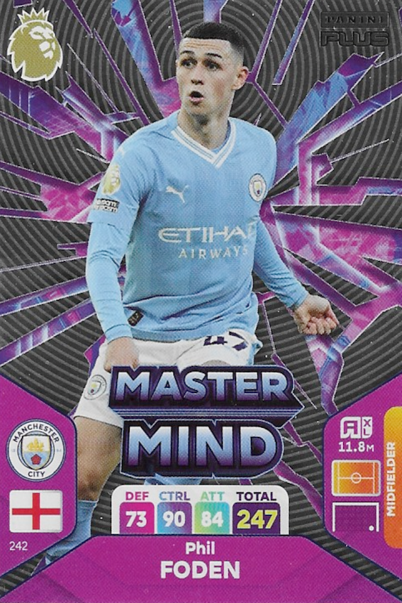 Phil Foden Master Mind Card No 242 - Adrenalyn XL 2024 Premier League Panini Plus