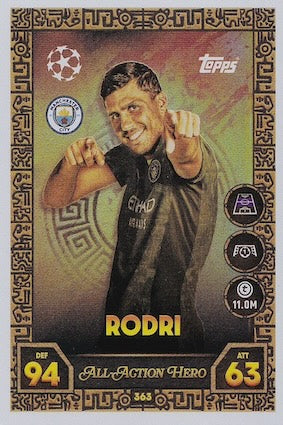 Rodri All Action Hero Card #363 - Topps Match Attax 25/26 (Manchester City)