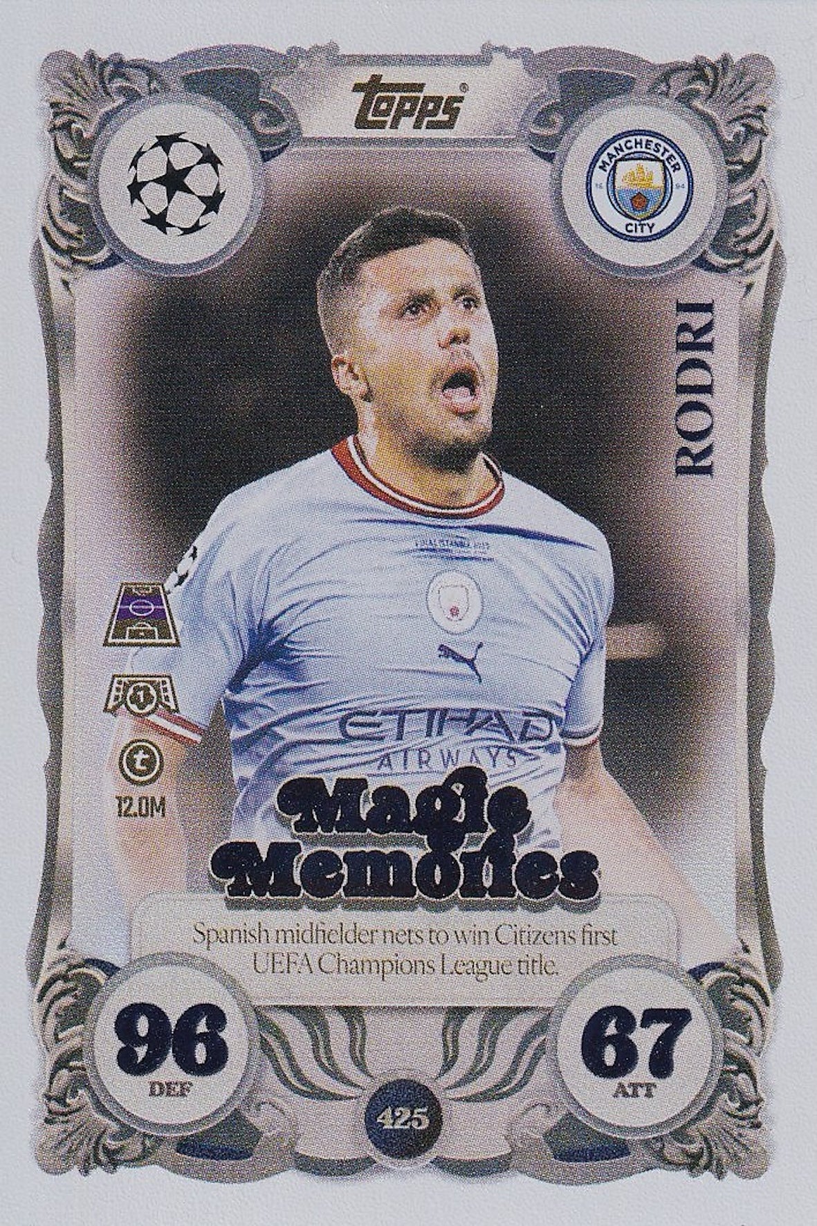 Rodri Magic Memories Card #425 - Topps Match Attax 25/26 (2025/2026) Manchester City