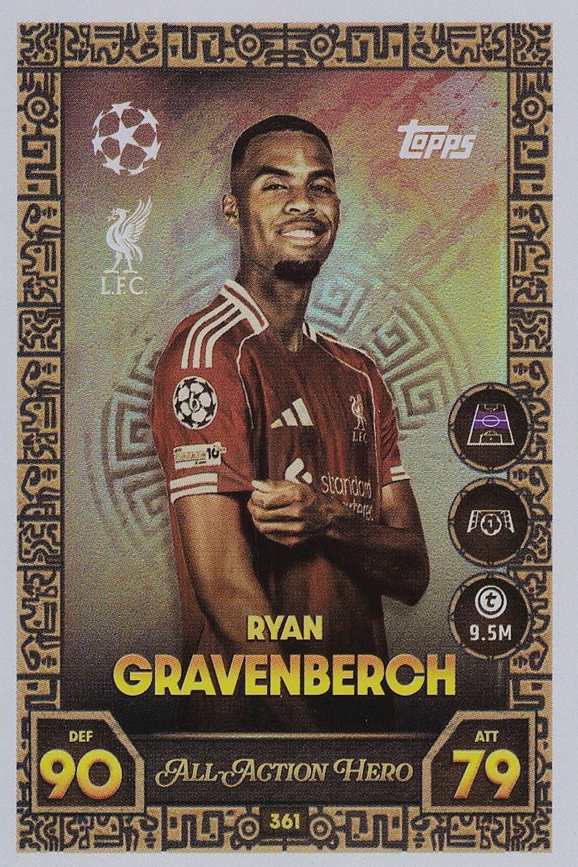 Ryan Gravenberch All Action Hero Card 361 - Topps Match Attax 25/26 2025 2026 Liverpool
