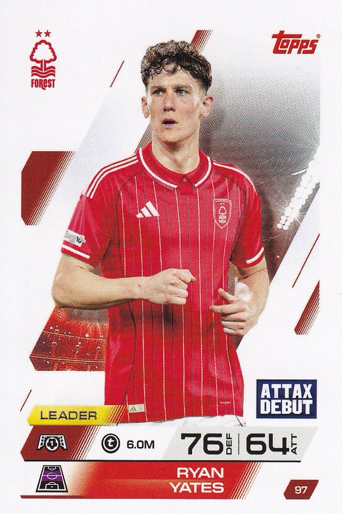 Ryan Yates Base Card #97 - Attax Debut - Topps Match Attax 25/26 (2025/2026) Nottingham Forest