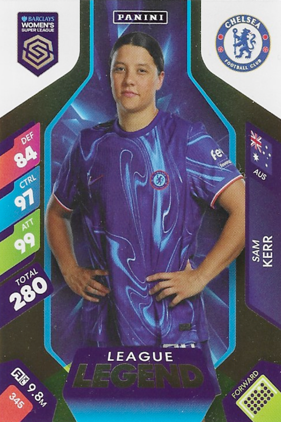 Sam Kerr League Legend Card #345 - WSL 2025 Women's Super League Panini Adrenalyn XL