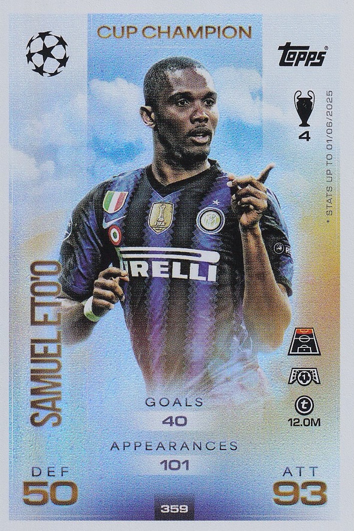 Samuel Eto'o Cup Champion Card #359 - Topps Match Attax 25/26 (2025/2026) Inter Milan