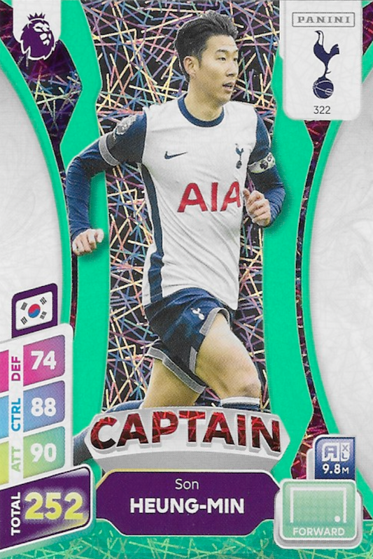 Son Heung-min Green Parallel Captain Card #322 - Panini Adrenalyn XL PLUS 2025 Premier League (Tottenham Hotspur / Spurs)