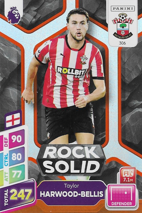 Taylor Harwood-Bellis Rock Solid Orange Parallel Card #306 - Panini Adrenalyn XL PLUS 2025 Premier League (Southampton F.C)