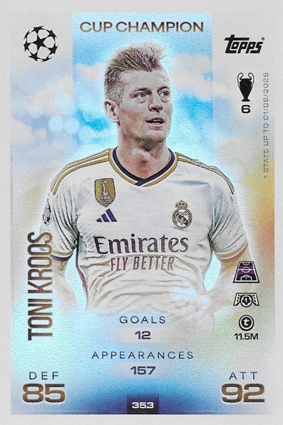 Toni Kroos Cup Champion Card #353 - Topps Match Attax 25/26 (2025/2026) - Real Madrid