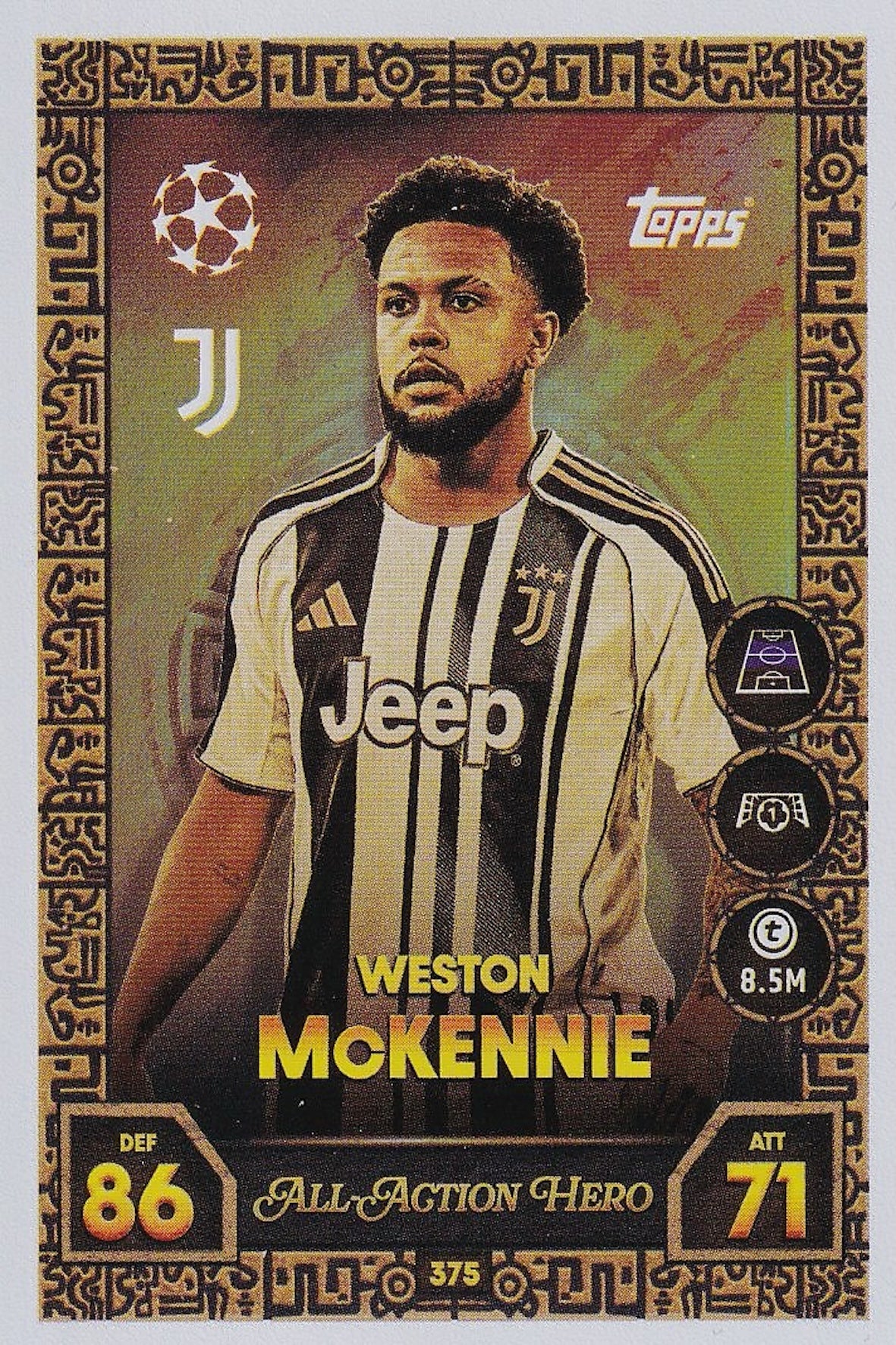 Weston McKennie All Action Hero Card #375 - Topps Match Attax 25/26 (2025/2026) - Juventus