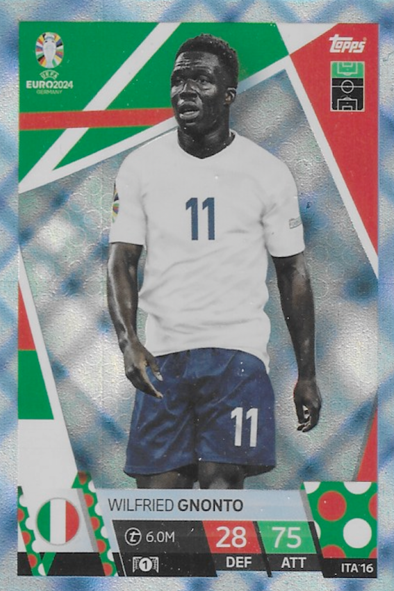 Wilfried Gnonto Blue Crystal Parallel Card #ITA16 - Topps Match Attax Euro 2024