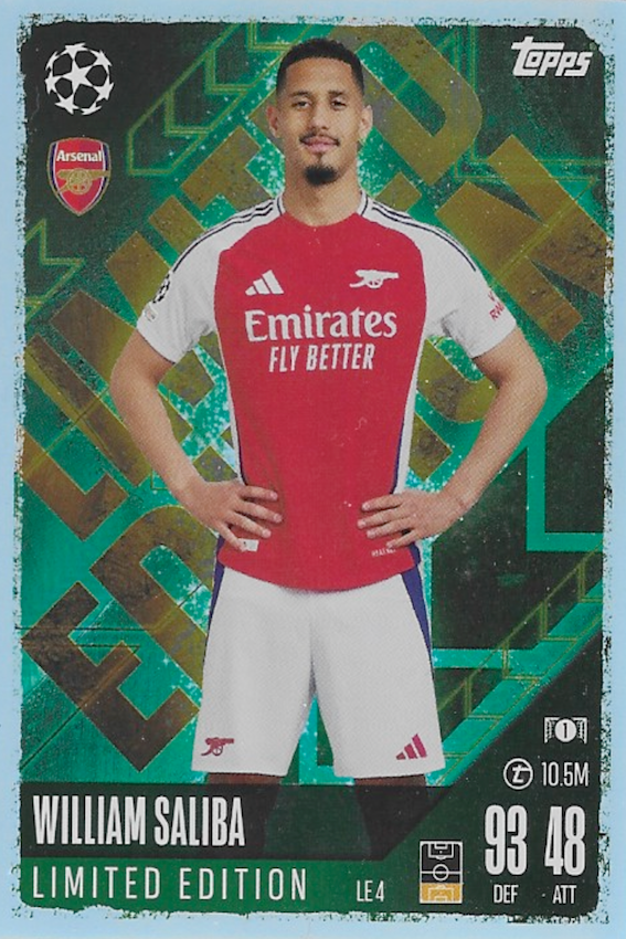 William Saliba Limited Edition Card #LE4 - Topps Match Attax 2024/2025