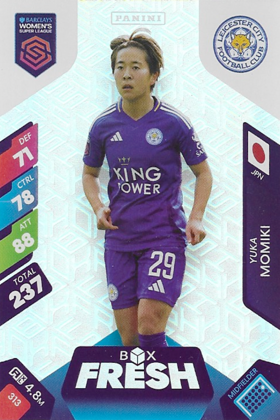 Yuka Momiki Box Fresh Card #313 - Panini Adrenalyn XL 2025 Women's Super League (WSL) - Leicester City