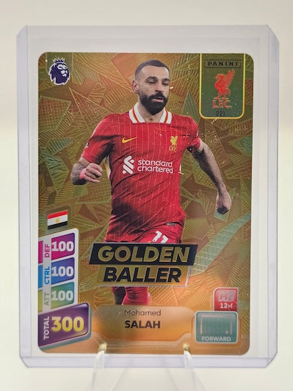 Mo Salah Golden Baller Card #221 - Premier League Adrenalyn XL PLUS 2025 (Liverpool) in top loader
