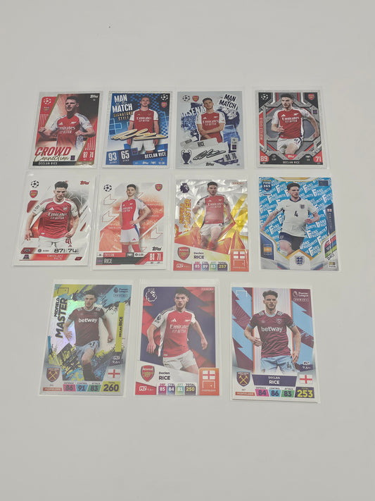 11 x Declan Rice Football Cards, Topps Match Attax & Panini Adrenalyn XL