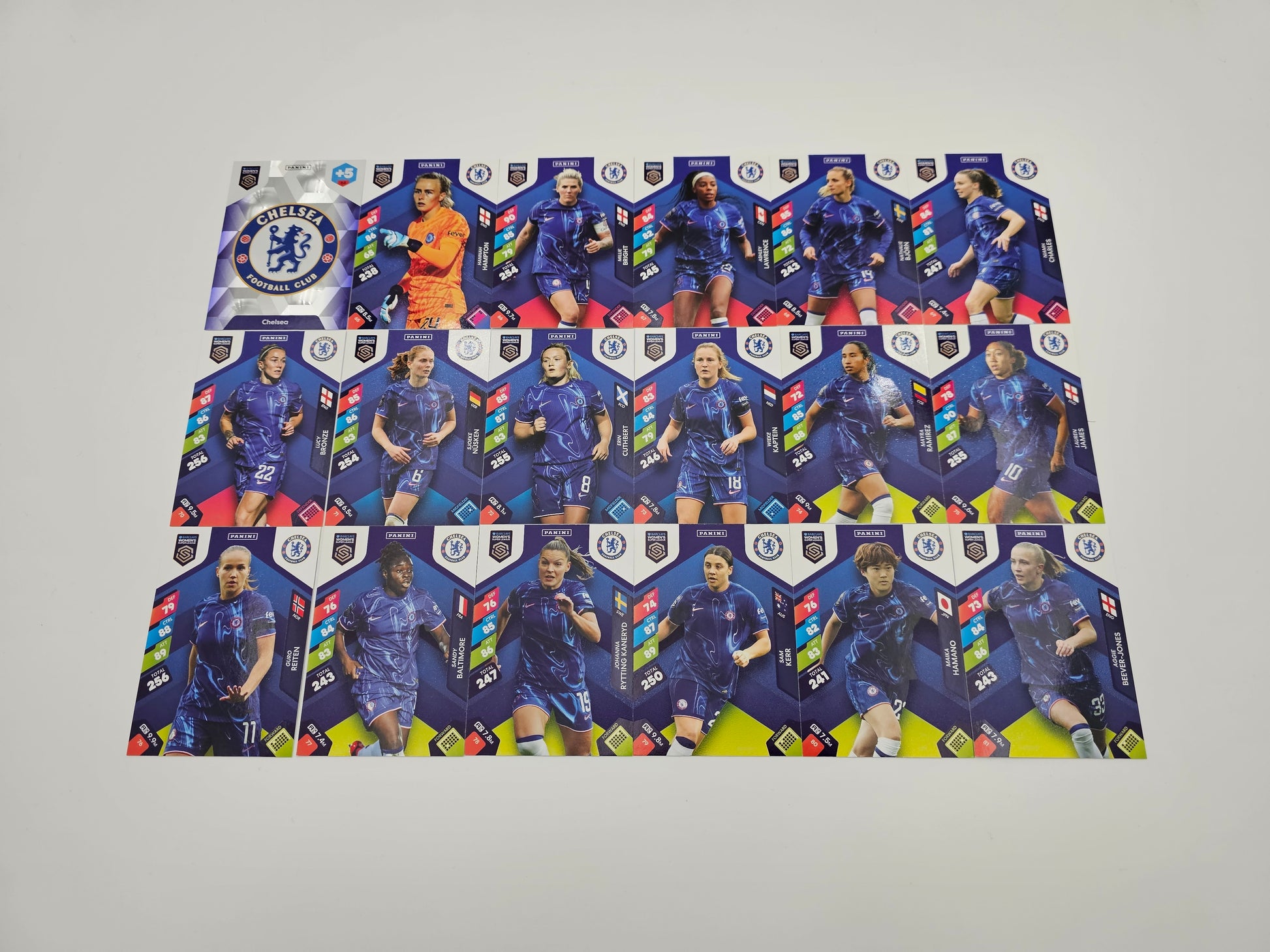 Full Team Set 18 x Chelsea Cards, Base & Crest, WSL 2025 Panini Adrenalyn XL