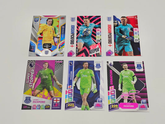 6 x Jordan Pickford Panini Adrenalyn XL Cards, Everton & England, Player Bundle