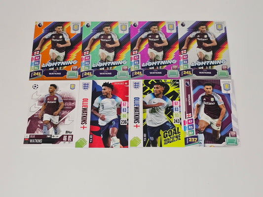 8x Ollie Watkins Football Trading Cards Bundle (3 Parallels)