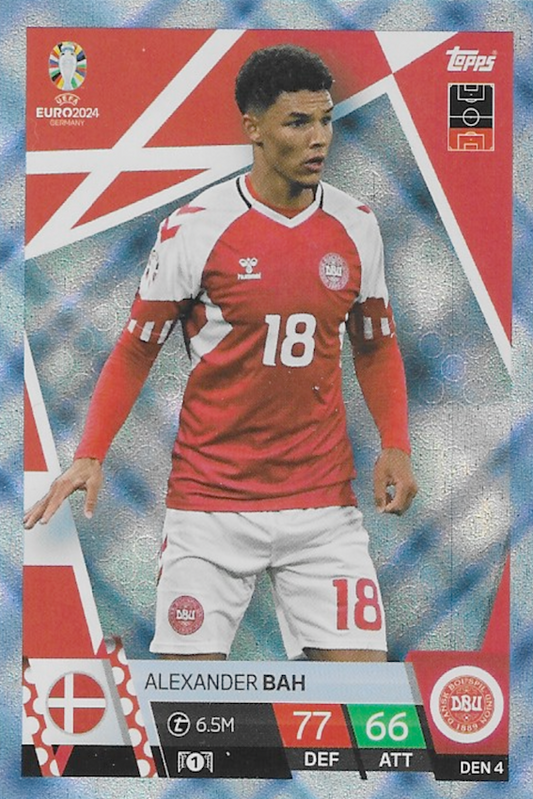 ALEXANDER BAH Blue Crystal Parallel Card #DEN4 - Topps Match Attax Euro 2024