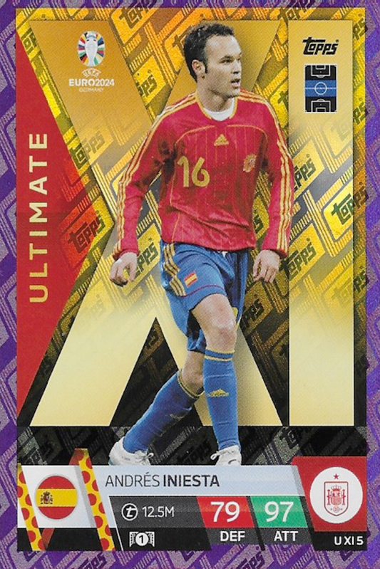 Andrés Iniesta U XI5 Topps Match Attax UEFA Euro 2024 - Purple Parallel Ultimate XI