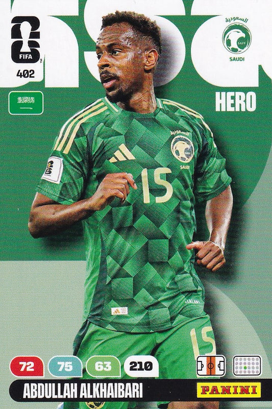 Abdullah Alkhaibari Hero Card #402 - FIFA WORLD CUP 2026 - Panini Adrenalyn XL