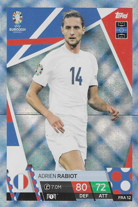 Adrien Rabiot Blue Crystal Parallel Card #FRA12 - Topps Match Attax Euro 2024