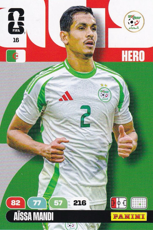 Aïssa Mandi Hero Base Card #16 - FIFA WORLD CUP 2026 - Panini Adrenalyn XL - Algeria