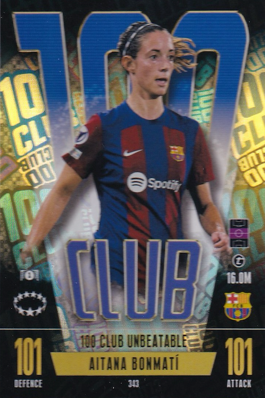 Aitana Bonmati, 100 Club, Topps Match Attax Extra 2023/24, Unbeatable 101, #343 MGC 8, Graded