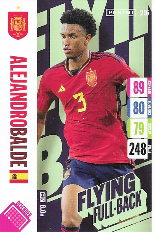 Alejandro Balde Flying Full Back Card Number 216 - Adrenalyn XL 2024 England Tournament Edition