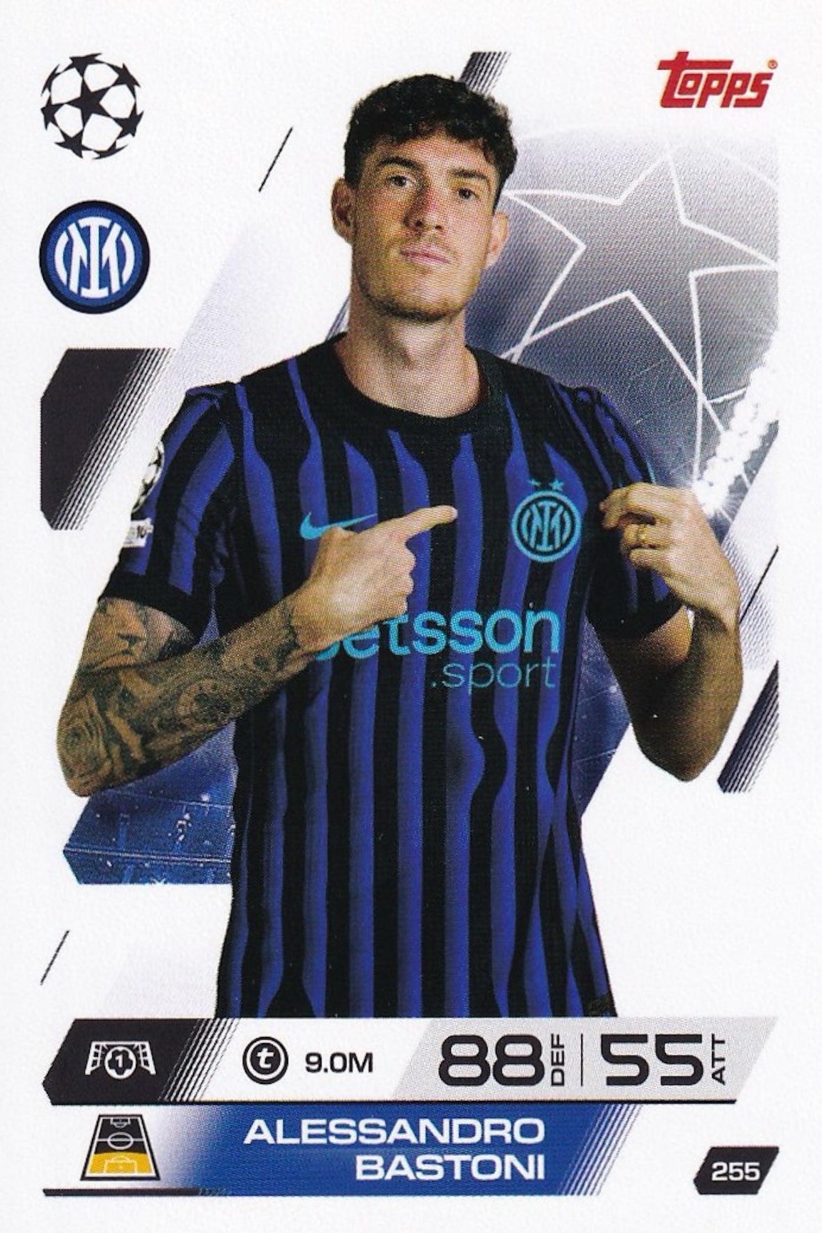 Alessandro Bastoni Base Card #255 - Topps Match Attax 25/26 (2025/2026) Inter Milan