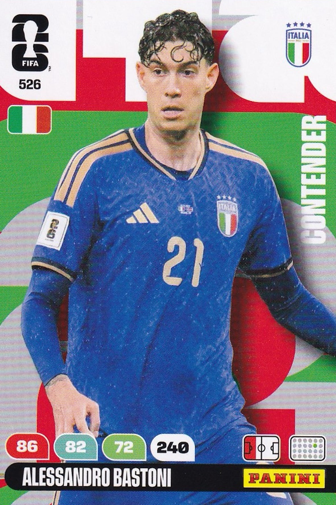 Alessandro Bastoni Base Card #526 - FIFA WORLD CUP 2026 - Panini Adrenalyn XL - Italy