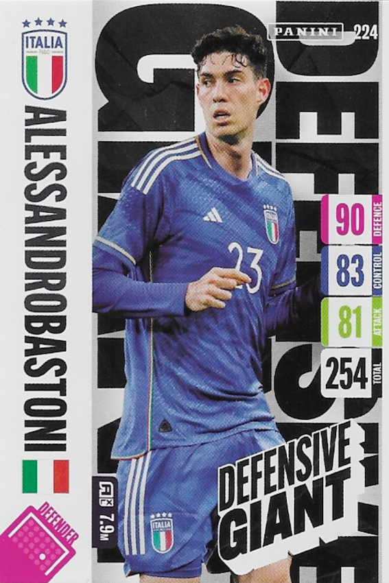 Alessandro Bastoni Defensive Giant Card Number 224 - Adrenalyn XL England 2024 Tournament Edition