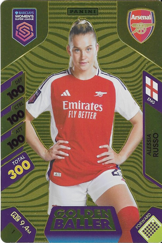 Alessia Russo GOLDEN BALLER Card #1 PANINI XL ADRENALYN 2025 Women's Super League