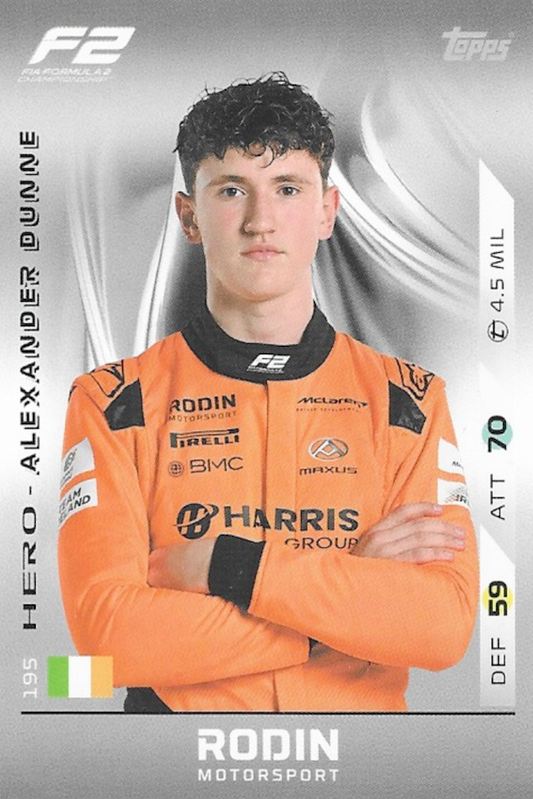 Alexander Dunne (F2 Teams) Card #195 - Topps F1 Turbo Attax 2025 Formula One
