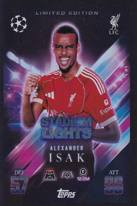 Alexander Isak Stadium Lights Limited Edition Card #LE1 - Topps Match Attax Extra 25/26 (2025/2026), Liverpool