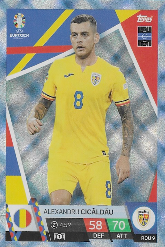 Alexandru Cicaldau Blue Crystal Parallel Card #ROU9 - Topps Match Attax Euro 2024