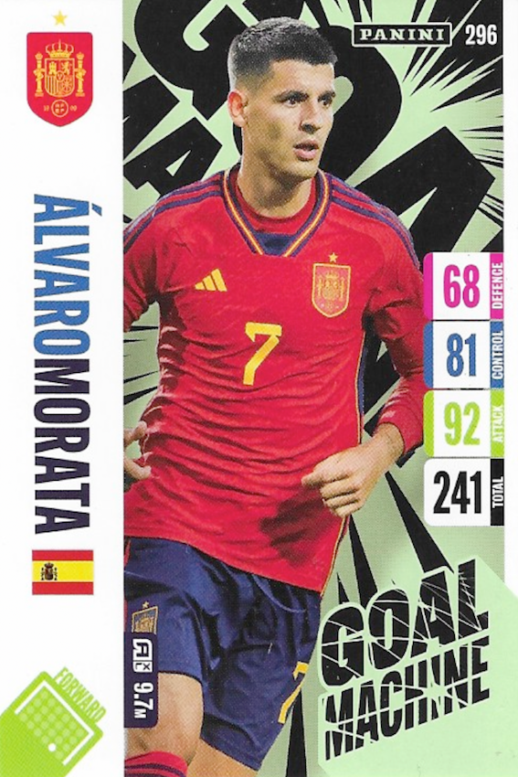 Alvaro Morata Goal Machine Card No #296 - Adrenalyn XL 2024 England Tournament Edition
