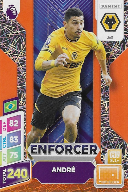 Andre Enforcer Orange Parallel Card #360 - Panini Adrenalyn XL PLUS 2025 Premier League (Wolves)