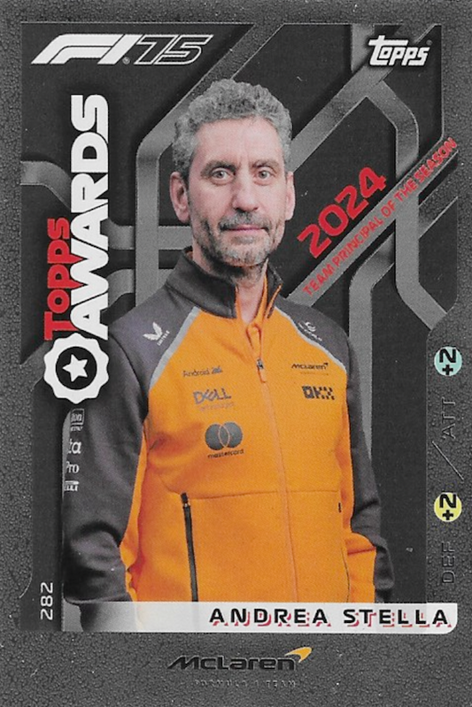 Andrea Stella Awards Card #282 - Topps F1 Turbo Attax 2025