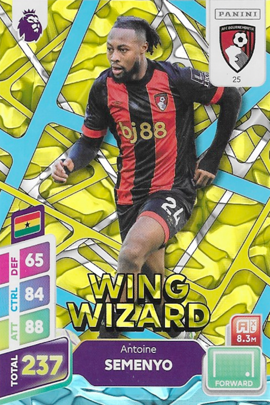 Antoine Semenyo Wing Wizard Blue Parallel Card #25 - Panini Adrenalyn XL PLUS 2025 Premier League (Bournemouth)