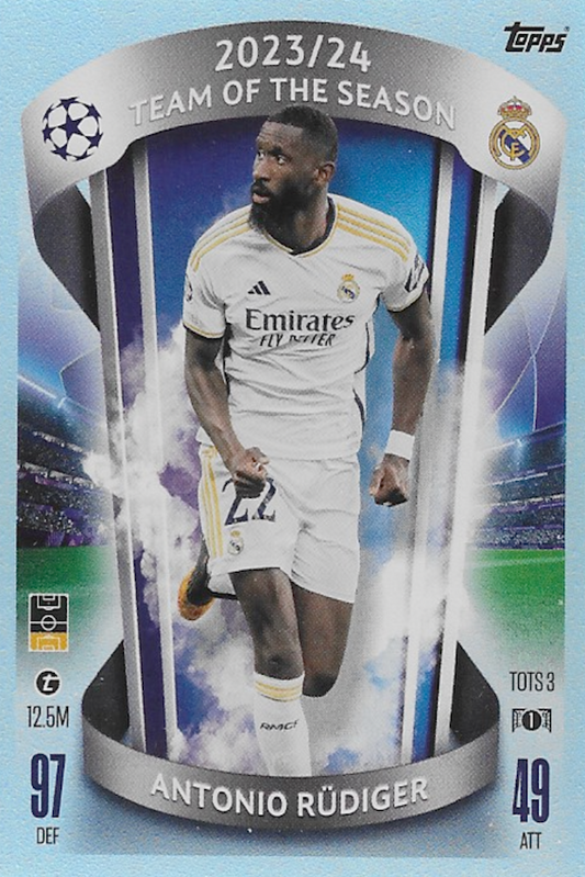 Antonio Rudiger UCL 2023/24 Team of the Season Card No #TOTS3 - Topps Match Attax 2024/25 1st Edition (Real Madrid C.F.)