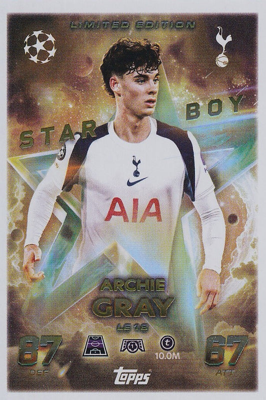 Archie Gray Star Boy Limited Edition Card #LE18 - Topps Match Attax 25/26 (2025/2026) Tottenham Hotspur