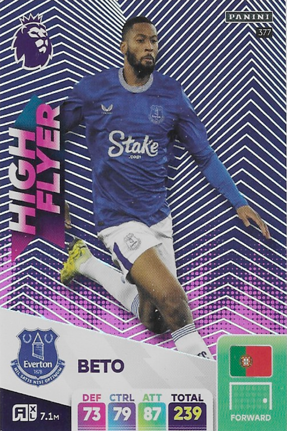 BETO High Flyer Card No #377 - Adrenalyn XL 2025 Premier League by Panini (Everton)