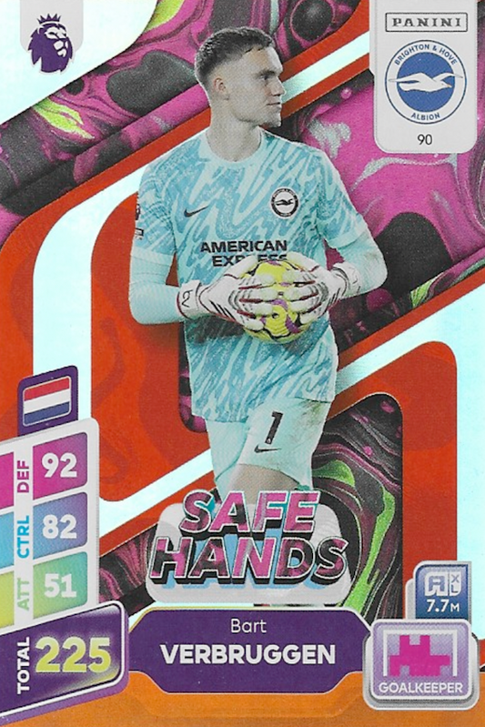 Bart Verbruggen Safe Hands Orange Parallel Card #90 - Panini Adrenalyn XL PLUS 2025 Premier League (Brighton Hove Albion)