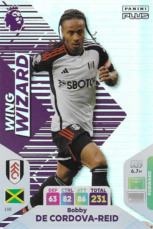 Bobby Decordova-Reid Wing Wizard Card No #188 - Panini Adrenalyn XL Plus 2024 Premier League 