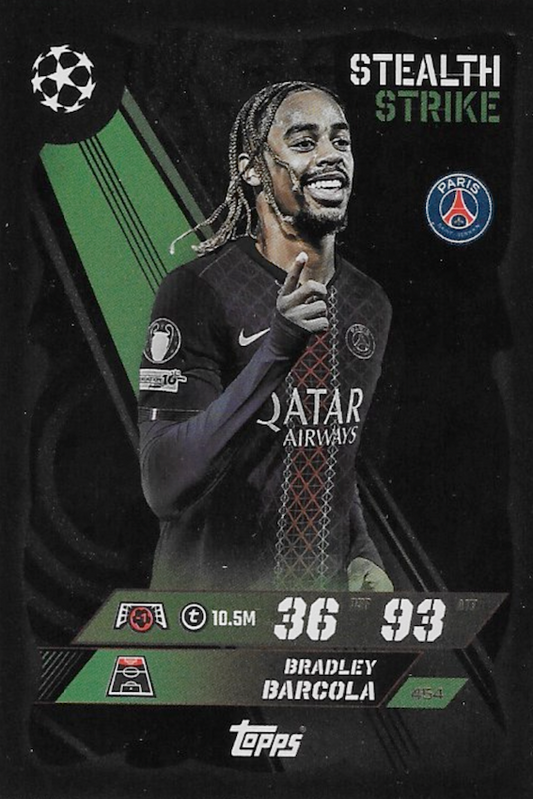 Bradley Barcola Stealth Strike Card #454 - Topps Match Attax 25/26 (2025/2026) - PSG