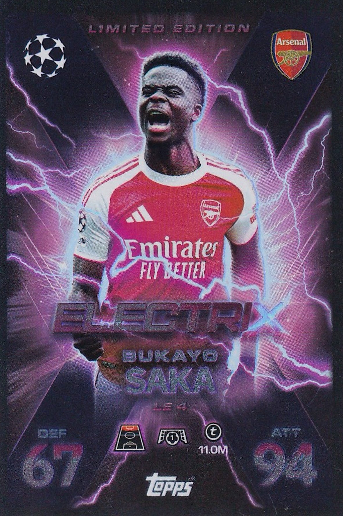 Bukayo Saka Electrix Limited Edition Card #LE4 - Topps Match Attax Extra 25/26 (2025/2026) Arsenal