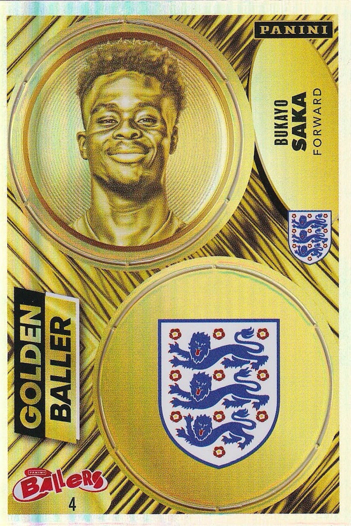Bukayo Saka Golden Baller Card #4 - Panini Ballers England Edition
