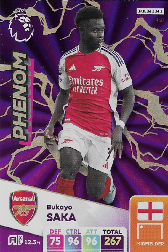 Bukayo Saka Phenom Card #460 - Panini Adrenalyn XL 2025 Premier League (Arsenal)