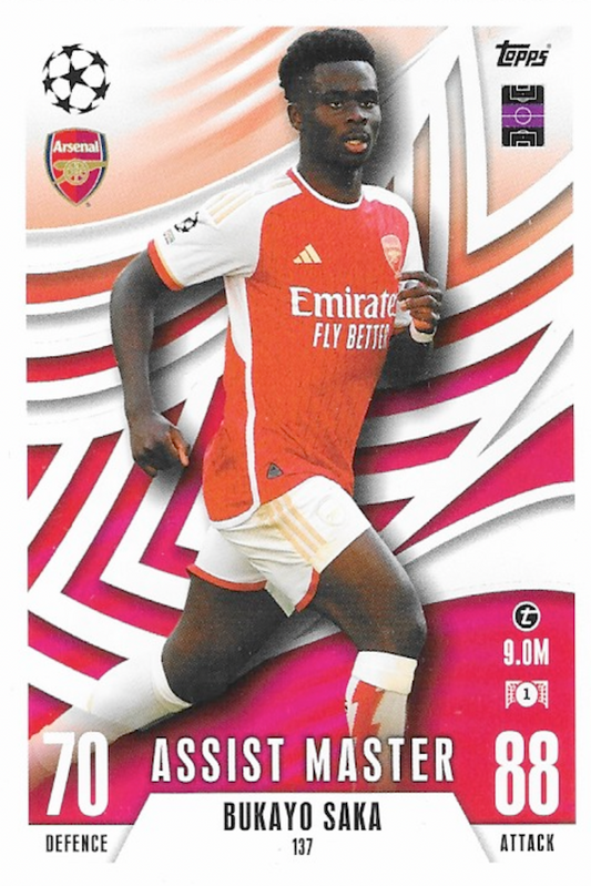 Bukayo Saka, Match Attax Extra 2023/24, Assist Master, Card Number: 137, Team: Arsenal